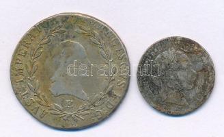 1814E 20kr Ag "I. Ferenc" Gyulafehérvár + Ausztria 1872. 10kr Ag "Ferenc József"...