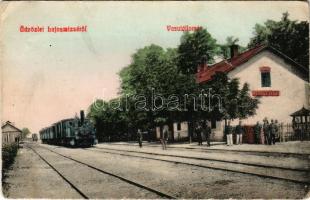 1910 Lajosmizse, vasútállomás, gőzmozdony, vonat. Berente Gy. és fia kiadása (EB)