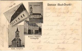 1904 Mezőörs, Mező-Örs; Végh lak, Református templom, Római katolikus templom, Krausz Ferenc vendégl...