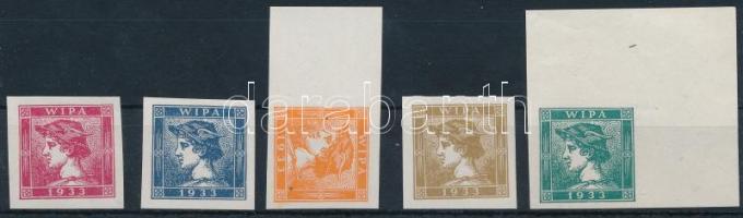 1851 Merkúr Hírlapbélyeg 5 klf színű utánnyomása az 1933 évi WIPA bélyegkiállításra