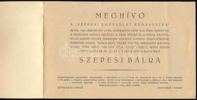 1940 Bp., meghívó a ,,Szepesi Egyesület Budapesten" által rendezett szepesi bálra, 8 p.
