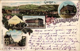 Szekszárd, Szegzárd; gimnázium, Garay tér, Törvényszék, Széchenyi utca. Báter János Art Nouveau, flo...