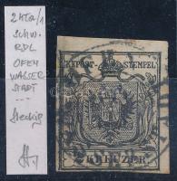 1850 2kr HP I. fekete ívszéli nyomat "OFEN" Azonosítás és szignó: Strakosch