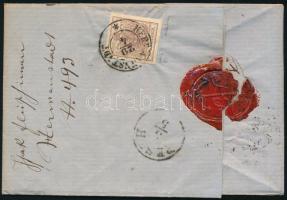 1857 6kr + 9kr ajánlott levélen teljes tartalommal "HERRMANNSTADT" Ferchenbauer meghatároz...