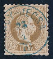 1867 15kr alul ollóval vágva kék / blue "(NA)GY JÉCSA" (Gudlin 600 pont)