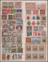 ca 1880-1930 Magyar illetékbélyeg gyűjtemény berakólapon több nagy címlettel