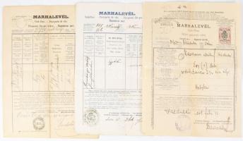 1893-1915 3 db marhalevél díjjegyekkel