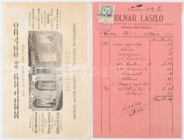 1883 Nagykőrös liszt raktár számla, Keller és szabó divatáru számla