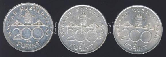1992-94. 200Ft Ag "MNB" (2x) + "Deák" (1x) T:2,2-