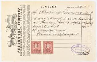 1942 Nagykőrös Szathmáry Ferenc temetkezési vállalat fejléces számla