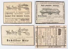 ca 1890 Nagykőrös 4 db temetkezési céges reklám hirdetés kartonlapokon 17x10 cm m