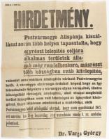 1947 Pest vármegye svábok kitelepítése miatti áttelepülésről szóló hirdetmény plakátja, Felhívás a kilepetített svábok helyére áttelepülni szándékozók részére 41x54 cm