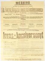 1926 Nagykőrös lovas- és lovaskocsi verseny nagy méretű plakát 56x75 cm