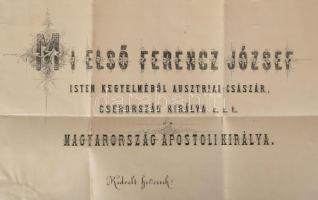 1875 Az országgyűlés összehívásáról rendelkező császári levél Nagykároly városának címezve. Ferenc J...