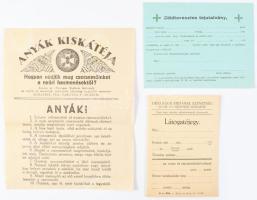 ca 1920-30 Országos Stefánia Szövetség ayák és csecsemők védelmére 3 db nyomtatvány + 1 db plakát 41x62 cm