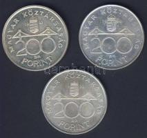 1992-94. 200Ft Ag "MNB" (2x) + "Deák" (1x) T:1-,2-