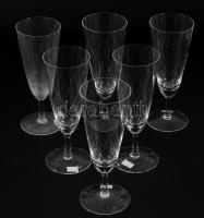 6 darabos csiszolt pezsgőspohár garnitúra, hibátlan, m: 15,5 cm