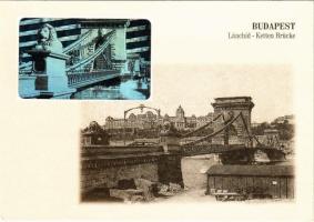 Budapest V. Lánchíd - MODERN hologramos és fémes hatású fóliázott város képeslap