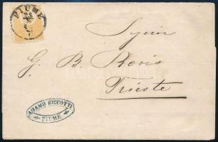 1871 Kőnyomat 2kr levélen / Mi 1 on cover "FIUME" - "TRIEST"