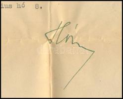 1935 Bp., Hóman Bálint (1885-1951) vallás- és közoktatásügyi miniszter autográf aláírása Lukcsics Pál (1892-1936) történetíró, tanár részére szóló kinevezésen