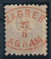 1871 Kőnyomat 25kr halványibolya / Mi 6b, piros / red "ZAGREB / AGRAM"