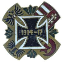 1917. Osztrák-Magyar Monarchia / Német Birodalom "1914-17" zománcozott bronz propaganda je...