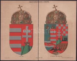 cca 1900 Magyar Nemzeti Kiscímer ésNagycímer Szent Koronával, kiadja: Czettel és Deutsch Műintézete a Pallas Nagy Lexikonához