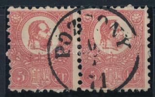 1871 Kőnyomat 5kr vízszintes pár / Mi 3 pair "POZSONY"
