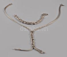 Ezüst (Ag) ékszer szett, nyaklánc és karkötő, jelzett, 2004-2016 közötti fémjel, 925 ezrelékes, 37g