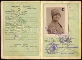 1930 Magyar Királyság által kiállított fényképes útlevél Lukcsics Pálné részére, csehszlovák vízumokkal
