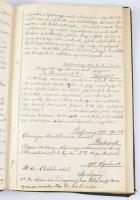 1918-1930 Podluzsány, Felvidék, jegyzőkönyv különféle hivatalos feljegyzésekkel, kb. 65 beírt oldalo...