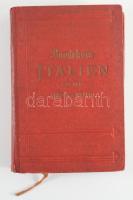 Baedeker, Karl: Italien von den Alpen bis Neapel. Kurzes Reisehandbuch. Mit 25 Karten, 29 Plänen und 23 Grundrissen. 6. kiad. leipzig, 1908. Számos egsézoldalas és kihajtható térképpel illusztrált. Kiadói egészvászon kötés, jó állapotban / Full linen binding, in good condition. In German .