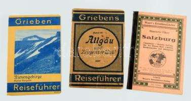 3 db német útikönyv ca 1920: Allgäu, Riesengebirge, Salzburg.