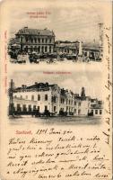 1901 Szolnok, Steiner Jakab fiai divatáruháza, piac, üzletek, pályaudvar, vasútállomás. Szigeti H. u...