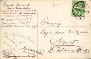 1911 Budapest VIII. Café Magyar Szalon Kávéház az Üllői út felől, belső. Tulajdonos Jakobovics és Fi...