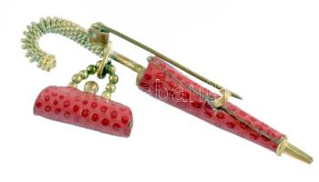 cca 1930 Art deco esernyőt formázó bross, h: 7cm