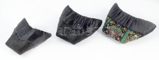 cca 1920, 3 darab női konty dísz, varrott, gyöngy díszítéses, 14x12 cm alatt