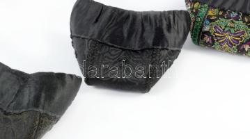 cca 1920, 3 darab női konty dísz, varrott, gyöngy díszítéses, 14x12 cm alatt