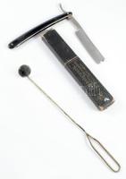 Antik borotva tokban és fogásztükör.