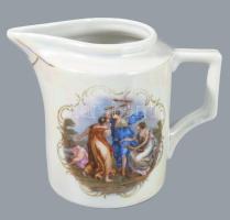 Zsolnay mitológiai jelenettel díszített, irizáló porcelán teáskészlet, 6 személyes, kanna, kiöntő, c...