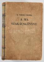 Z. Tábori Piroska: A Ma szakácskönyve. 2000 recept diétás ételek, olcsó és gyorsan készülő ételek, weekend főzés, nyers ételek. A diétás étrendet összeállította: Vincze Jenő. Külön melléklet: Így főzzünk ma! A háborús idők konyhai tanácsadója, sok takarékos recepttel. Bp., 1942, Dante, (K. J.-ny.), XXXIV+598 p. Javított gerincű félvászon-kötésben, kopott, foltos borítóval, javított kötéssel, az utolsó 4-5 lap sérült, az utolsó lap hiányzik, kissé foltos lapokkal.