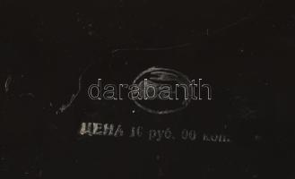 Tálca, Orosz, kézzel festett fém, jelzett, d: 50 cm