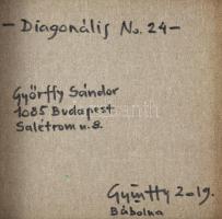 Győrffy Sándor (1951-): Diagonális No. 24, 2019. Akril, vászon, jelzett a hátoldalán. 30×30 cm. / Sá...