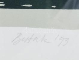 Butak András (1948-2021): River valley. Szitanyomat, papír, jelzett, 14/45 számozással. Plexiüvegeze...