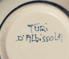 Turi D'Albissola olasz edény, jelzett, hibátlan, m: 9,5 cm