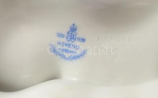 Herendi petrezselyemlevél mintás tintatartó, jelzett, restaurált, 23x15 cm