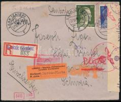 1944 Ajánlott cenzúrázott levél Svájcba / Registered censored cover to Switzerland