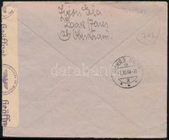 1944 Ajánlott cenzúrázott levél Svájcba / Registered censored cover to Switzerland