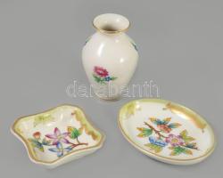 Herendi 3 darab tárgy, váza, tálka, egyik sérült, h: 8 cm alatt