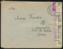 ~1935 Levél Shanghaiba / Cover to Shanghai "RECEIVED BROKEN AND OFFICIALLY RESEALED"